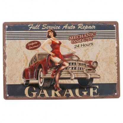 Metallskilt «Garage full service»... 20 x 30 cm