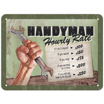 Metallskilt «Handyman», 15 x 20 cm
