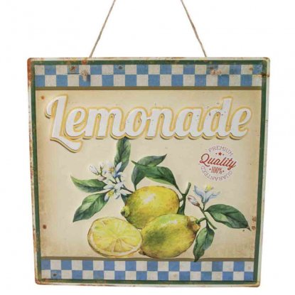 Plateskilt «Lemonade» med oppheng, 30 x 30 cm