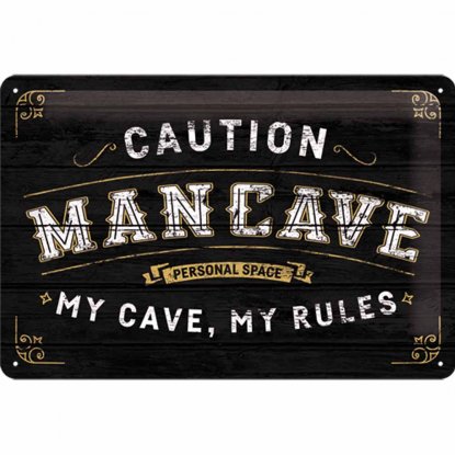 Plateskilt «Caution Mancave» 20 x 30 cm