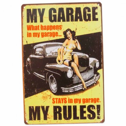 Plateskilt «My Garage – My Rules» 20 x 30 cm