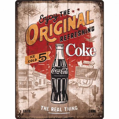 Metallskilt «Enjoy the Original Coke», 30 x 40 cm
