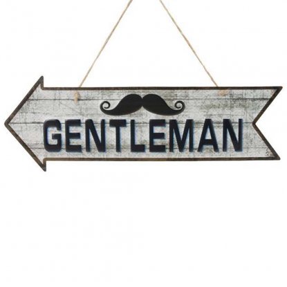 Plateskilt «Gentleman» med oppheng, 12,5 x 40 cm