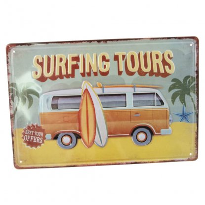 Metallskilt «Surfing Tours»... 20 x 30 cm