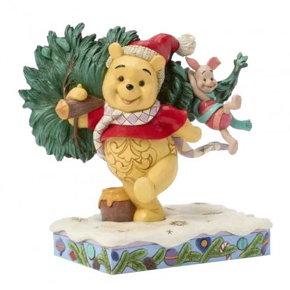 Disney-figur: Winnie the Pooh og Piglet med juletre