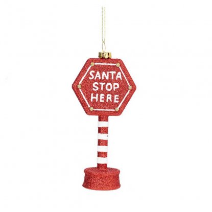 Julepynt til juletreet: «Santa stop here»