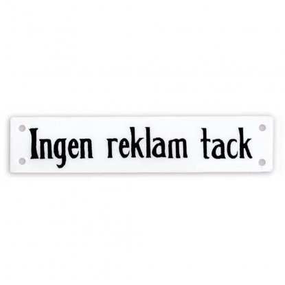 Skilt «Ingen reklame» 12 x 2,5 cm