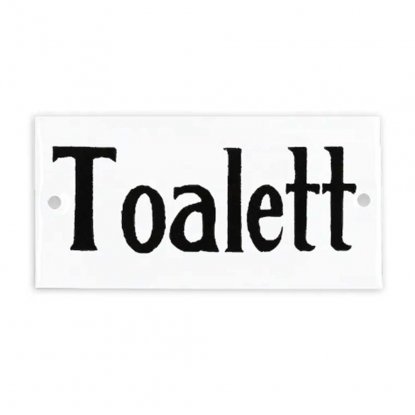 Skilt «TOALETT» 9 x 4,5 cm