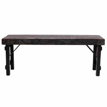 Svart trebenk i gjenvunnet materiale, sammenleggbar, 119 cm