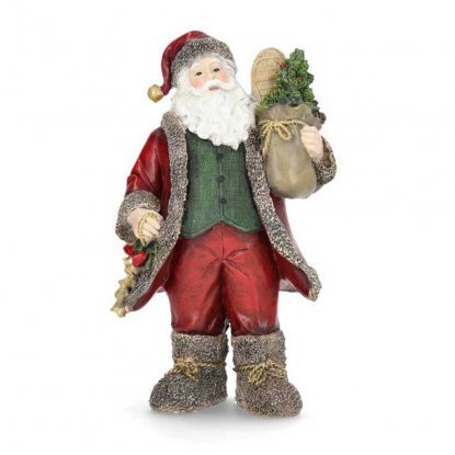 Juledekorasjon: Nisse med julesekk, 23,5 cm