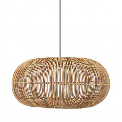 Zuri utendørs taklampe, håndflettet naturrotting, 61 cm – Pr Home