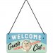 Plateskilt med «Welcome Cats»-anheng