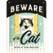 Metallskilt «Beware of the cat» 15 x 20 cm