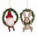 Julepynt med nisse og kanin i krans, 2 sett