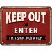Metallskilt «Keep out or enter», 15 x 20 cm