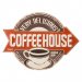 Metallskilt «Coffeehouse» med oppheng, 22 x 30 cm