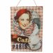 Metallskilt «Le Cafe de Paris» med oppheng, 28 x 40 cm