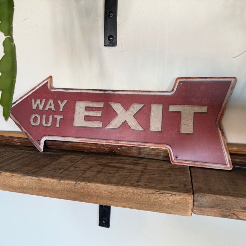 Metallskilt «Exit way out» 16 x 45 cm