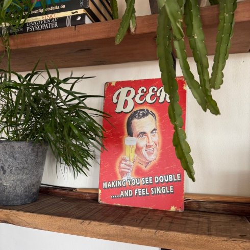 Plateskilt «Beer making you see double...» 20 x 30 cm