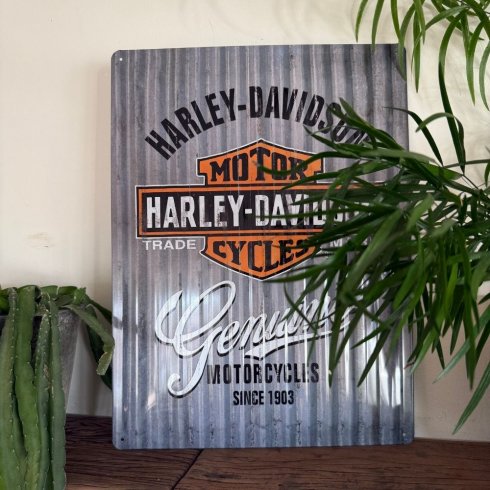Harley Davidson-skilt, riflet, 30 x 40 cm