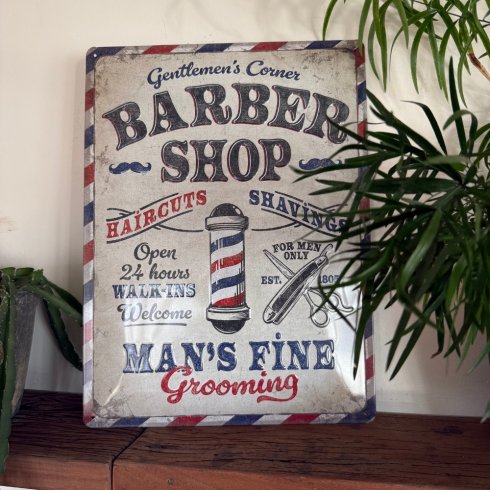 Barbershop-metallskilt 30 x 40 cm