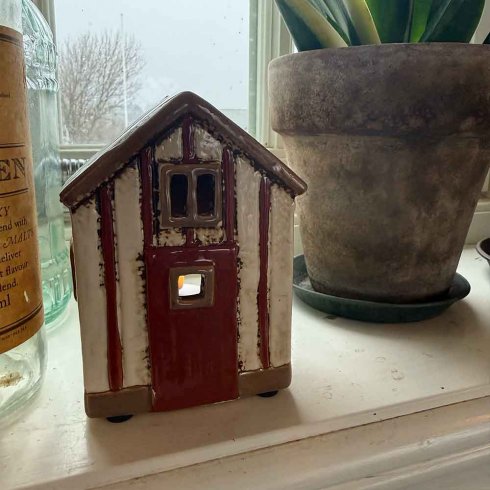 Keramikhus Sjöbod til varmelys, 12,5 cm