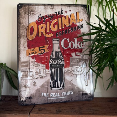 Metallskilt «Enjoy the Original Coke», 30 x 40 cm