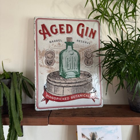 Plateskilt «Aged gin», 30 x 40 cm