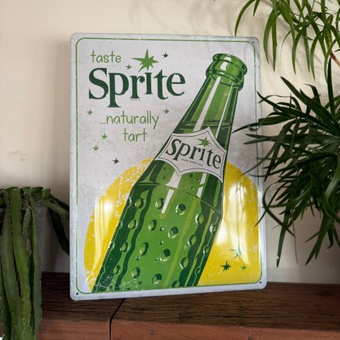 Sprite-plateskilt med flaske, 30 x 40 cm