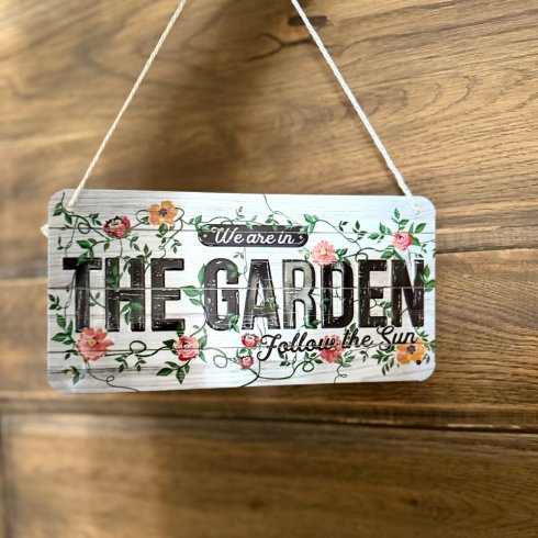 Plateskilt med henger «The Garden»