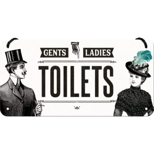 Plateskilt med «Toilets»-henger