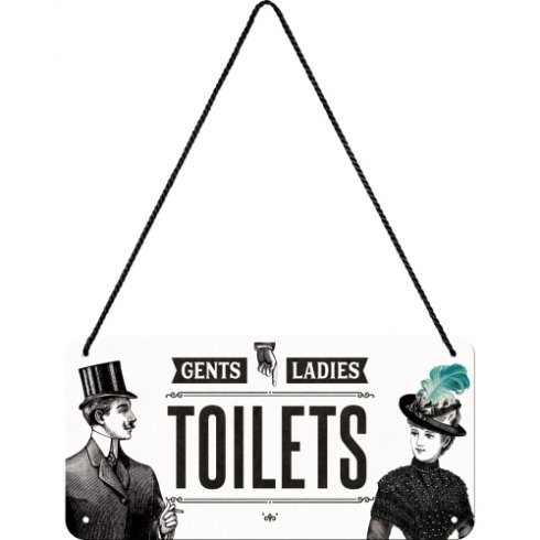Plateskilt med «Toilets»-henger