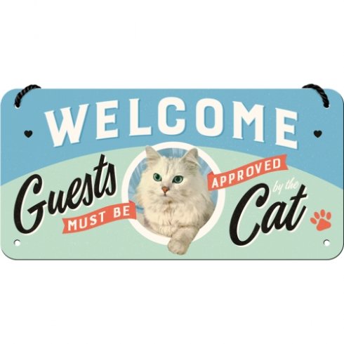 Plateskilt med «Welcome Cats»-anheng