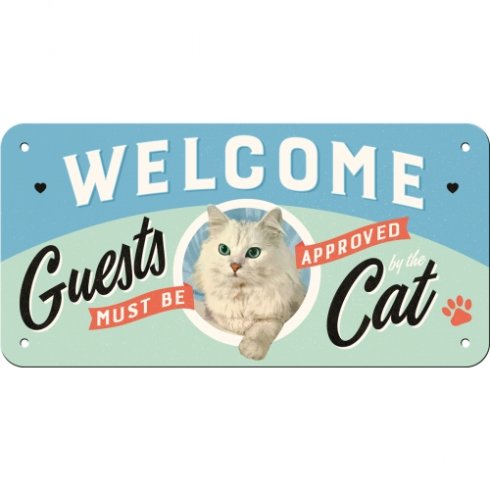 Plateskilt med «Welcome Cats»-anheng