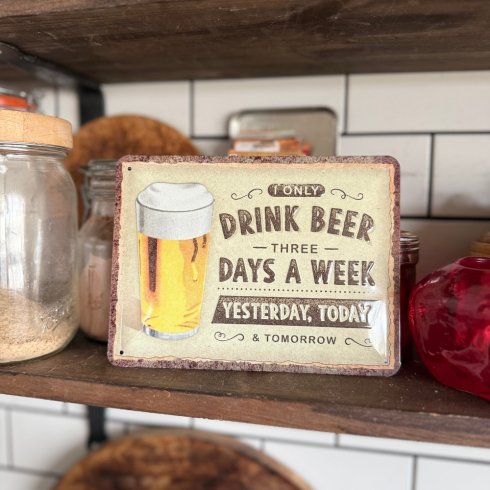 Metallskilt «Drink beer» 15 x 20 cm