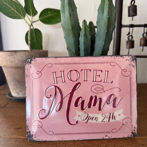 Metallskilt «Hotel Mama» 15 x 20 cm