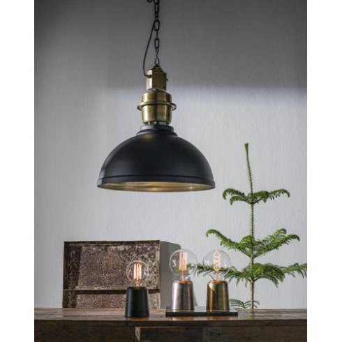 Manchester taklampe, svart/messing, 52 cm – Pr Home