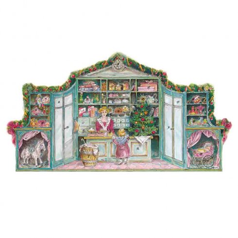 Gammeldags adventskalender i 3D – handelsbod