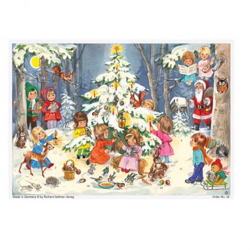 Gammeldags adventskalender i A4-format med juletre