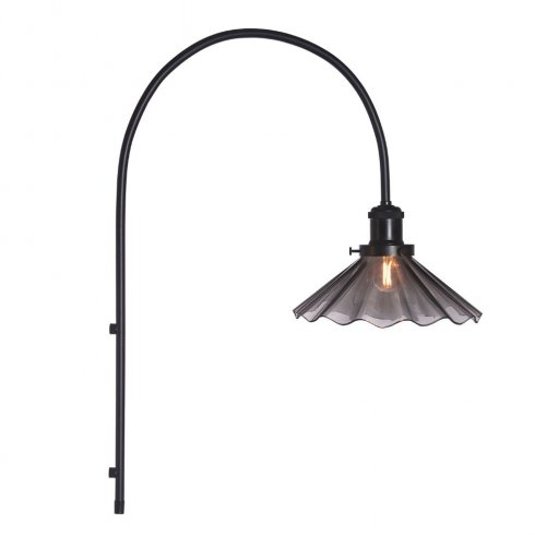 August vegglampe, svart, plissert, 25 cm – Pr Home
