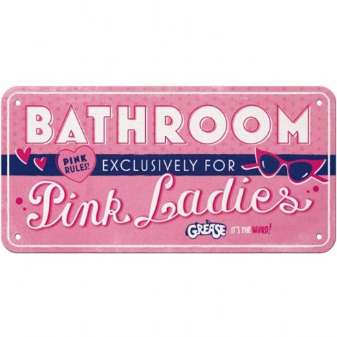 Plateskilt med oppheng «Badrum Pink Ladies»
