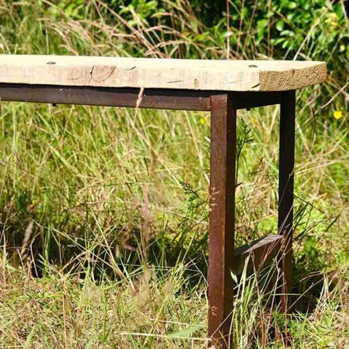 Lang trebenk i gjenvunnet tre, 205 cm