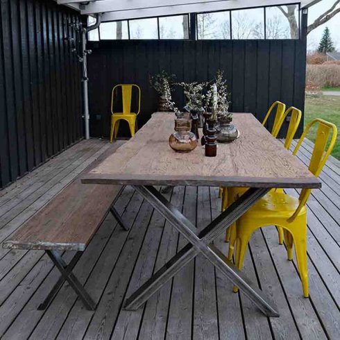 Poovar-benk i gjenvunnet tre, 250 cm, Trademark Living