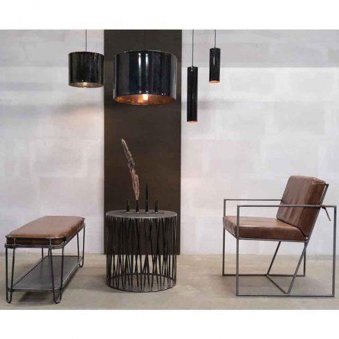 Jernbenk med skinnsete, 118 cm, Trademark Living