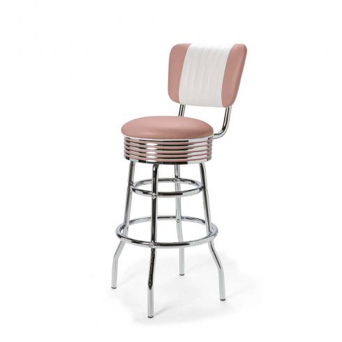 Diner barstol vintage med rygg rosa