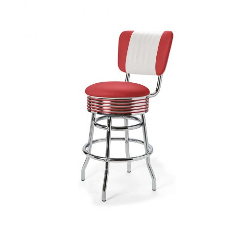 Diner barstol vintage 66 cm med rygg röd