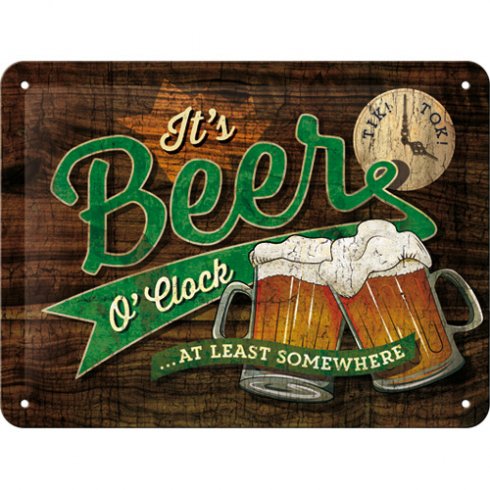 Plateskilt «Beer o'clock glasses» 15 x 20 cm