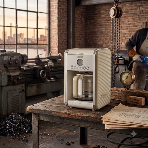 Ariete vintage kaffetrakter i retrostil, beige
