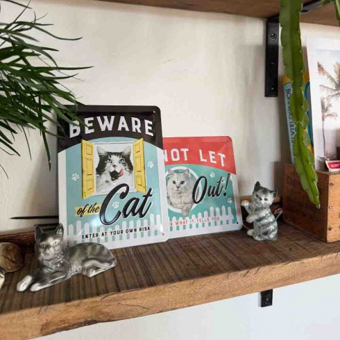 Metallskilt «Beware of the cat» 15 x 20 cm