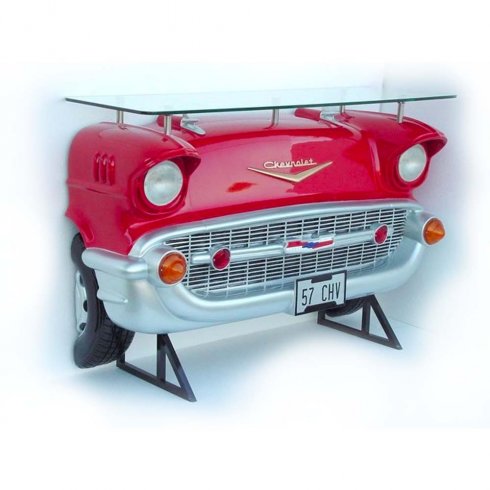 Barbord, vegg, bilfront, Chevrolet, mørkerød